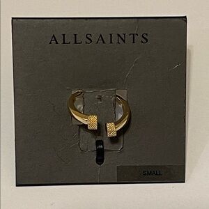 AllSaints Gold Textured Open Ring Sz Small